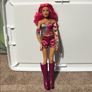 Sasha Banks Doll with Pink Hair and Outfit